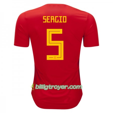 Billige Fotballdrakter Spania Sergio Busquets 5 VM 2018 Hjemmedraktsett